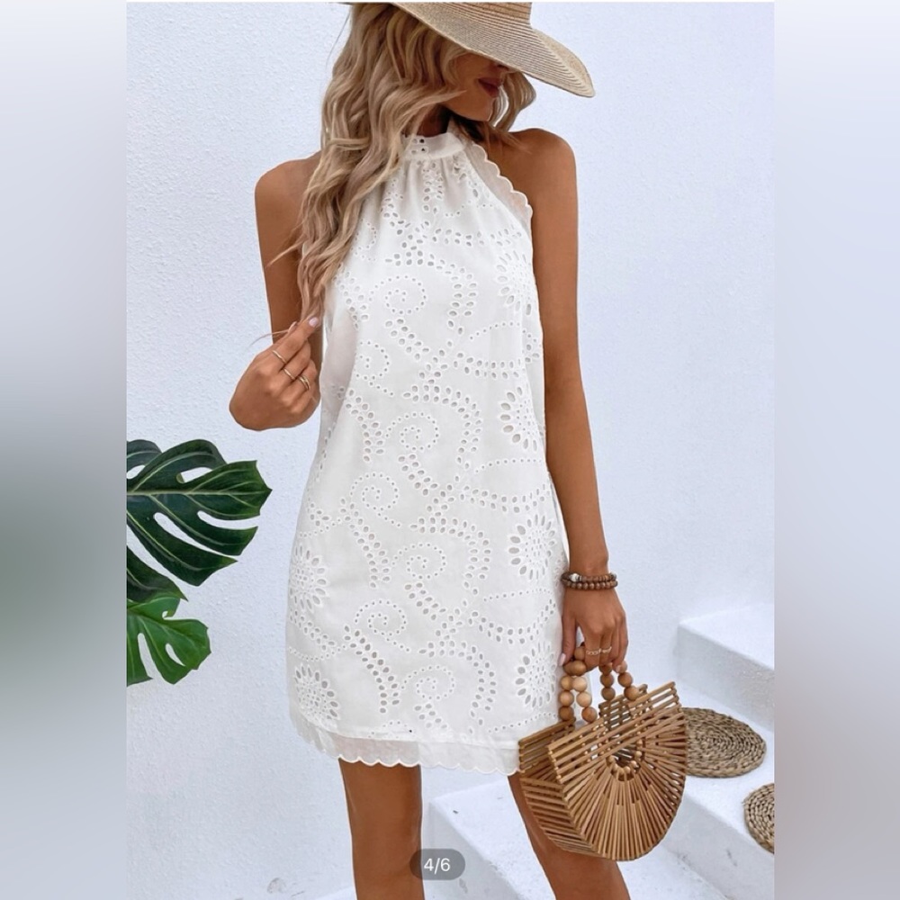 NWT White eyelet halter dress super cute